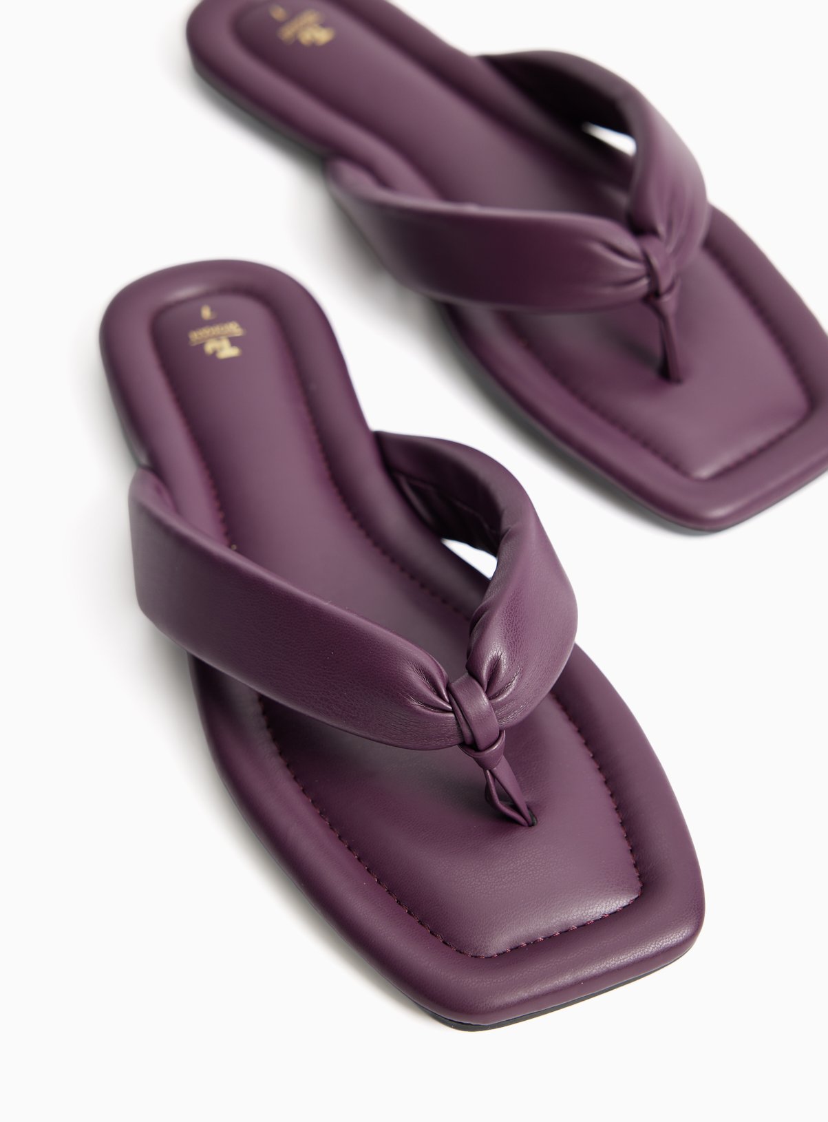 Dark Purple PU Toe Post Sandals 6 - Image 1 thumbnail